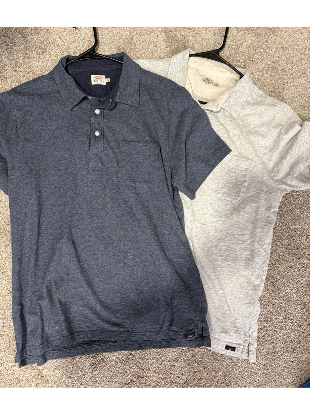 Faherty Men's Heather Navy and Light Gray Polo Bundle